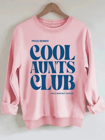 Cool Aunts Club" Graphic Sweatshirt | Beige Crewneck Pullover for Aunties