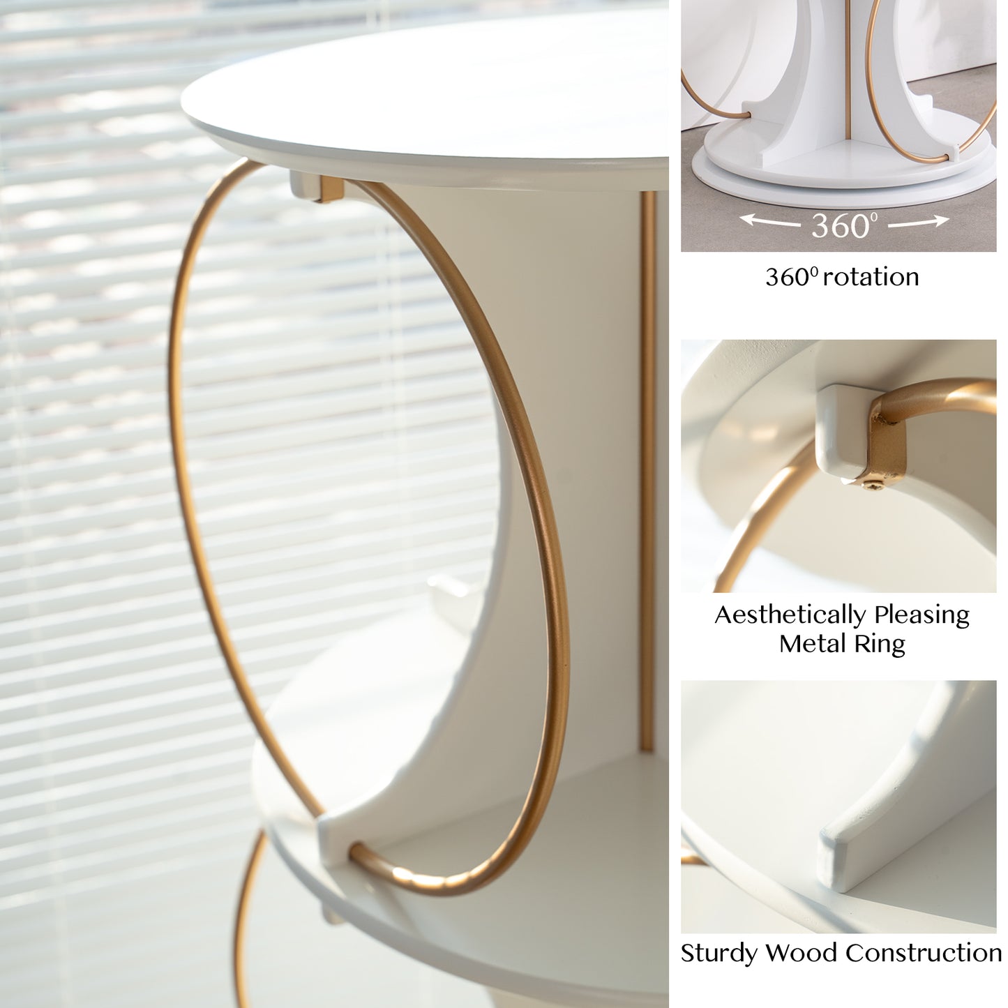 4-Tier 360° Rotating Bookshelf & Display Rack – Floor Standing Modern Storage Organizer for Home & Office