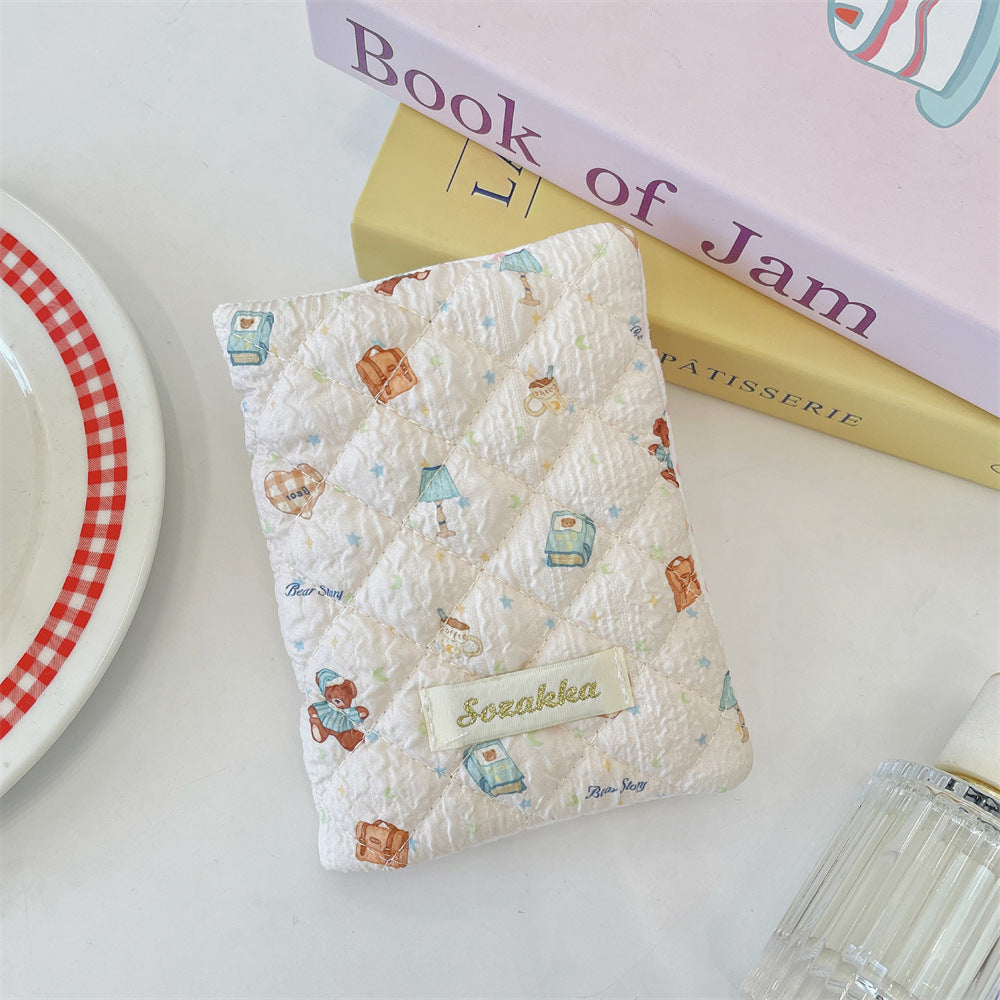 Cute Embossed Cartoon Passport Protection Cover - Quilted Fabric Travel Document Bag & Card Holder