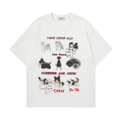 Retro Animal Sketch Graphic T-Shirt - Urban Oversized Black Cotton Streetwear Tee