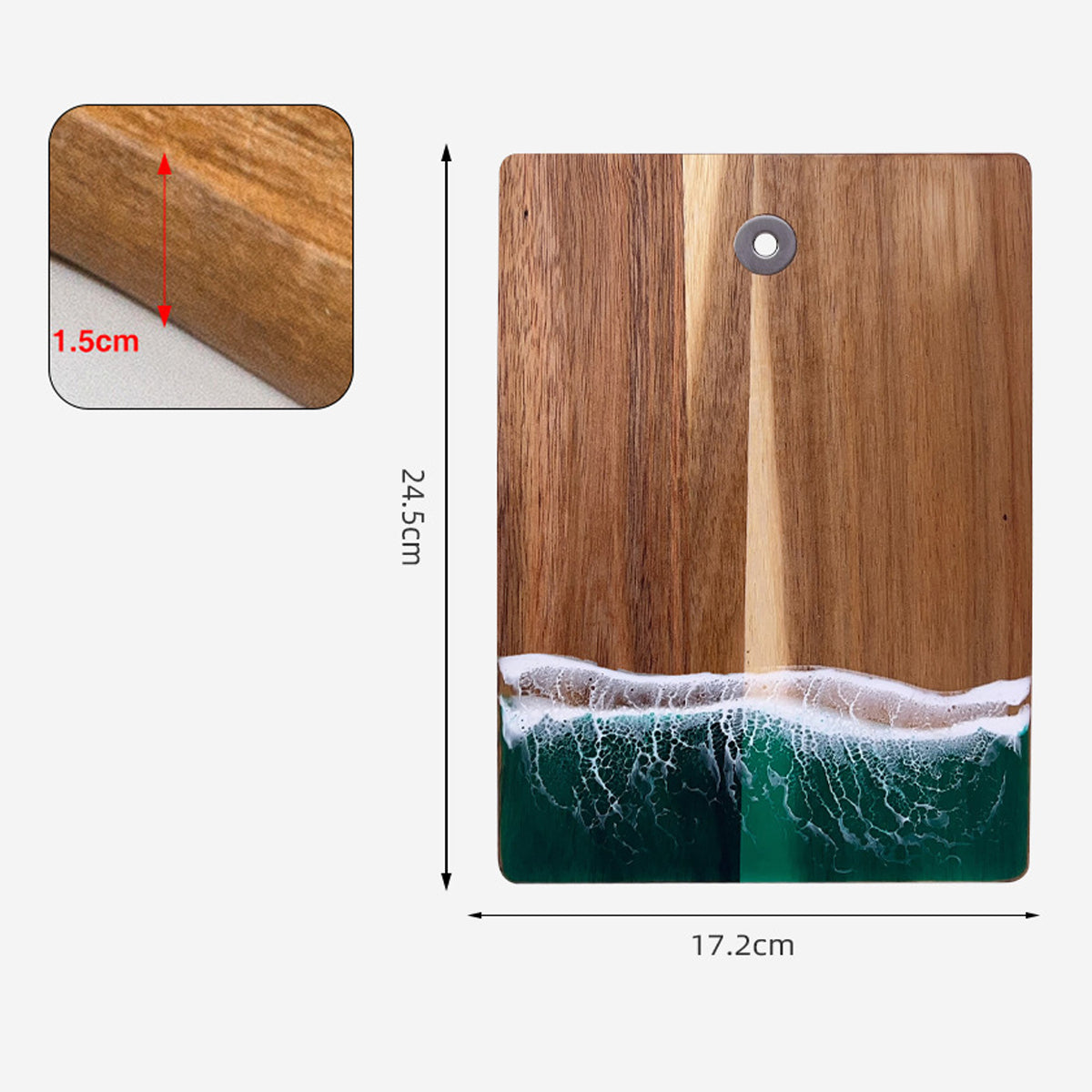 Luxury Resin Ocean Wave Wood Cutting Board - Handmade Acacia Wood Charcuterie Board