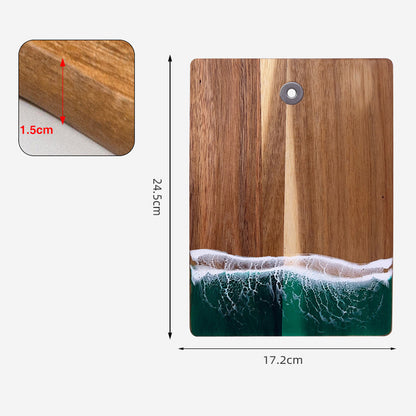 Luxury Resin Ocean Wave Wood Cutting Board - Handmade Acacia Wood Charcuterie Board