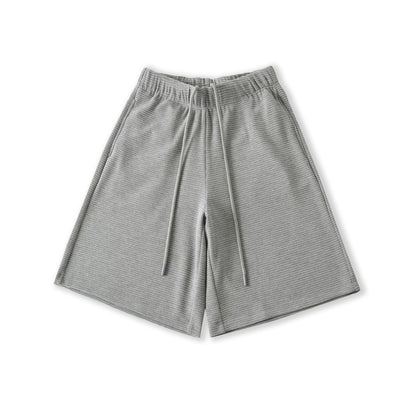 Casual Waffle Knit Shorts with Drawstring Elastic Waist