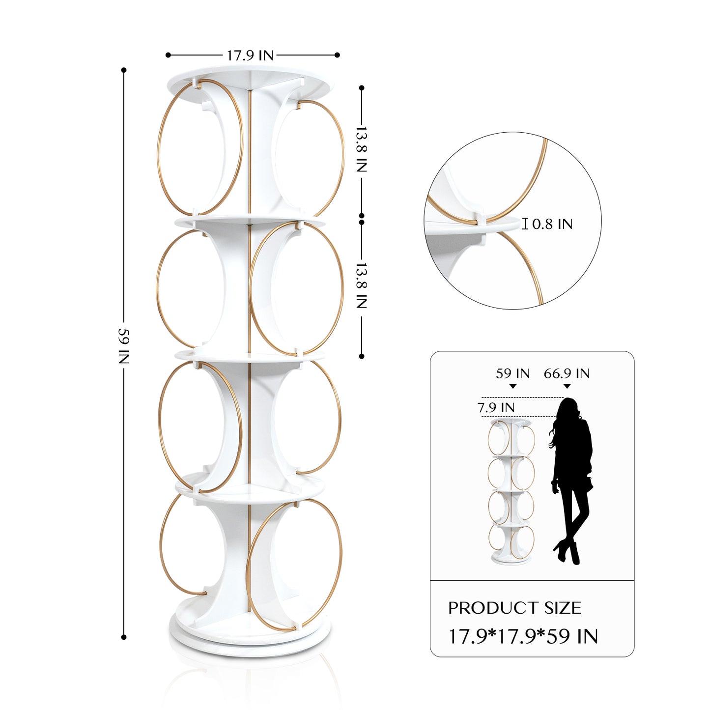 4-Tier 360° Rotating Bookshelf & Display Rack – Floor Standing Modern Storage Organizer for Home & Office