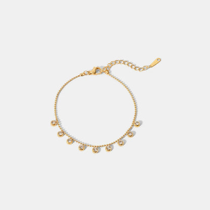 Elegant 18K Gold-Plated Stainless Steel Dangle Charm Bracelet for Women
