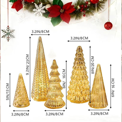 5-Piece 3D Printed Crystal Light-Up Trees with Upgraded LED Glow