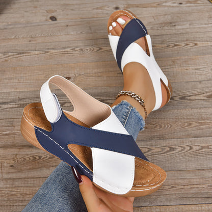 Comfortable Open Toe Hollow Cross Strap Wedge Sandals