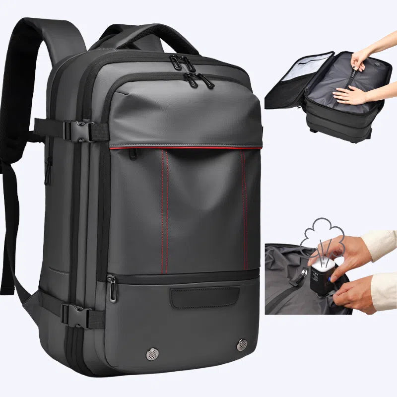 Men's Large Capacity Business Travel Backpack with Expansion and Vacuum Compression