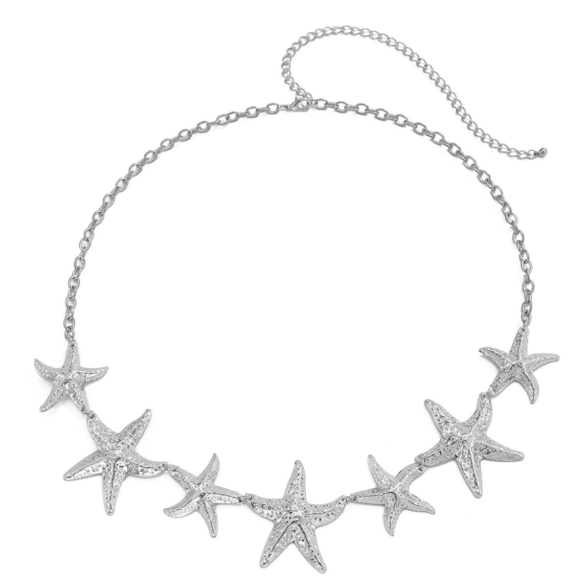 Holiday Starfish Charm & Ceramic Bead Layered Anklet Set