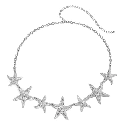 Holiday Starfish Charm & Ceramic Bead Layered Anklet Set