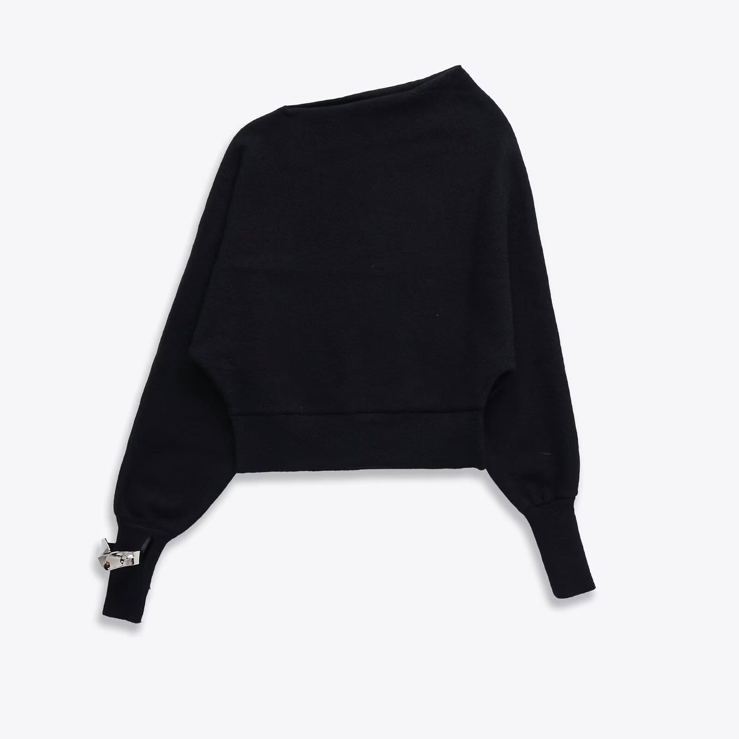 Versatile Asymmetric Knit Sweater - Chic Bracelet Sleeve Pullover for Women