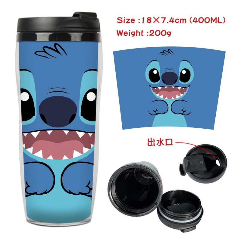 Cute Stitch Cartoon Double-Layer Insulated Travel Mug - 400ml