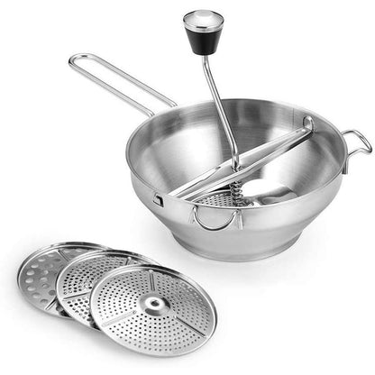 Stainless Steel Food Mill / Vegetable and Fruit Grinder with Interchangeable Discs