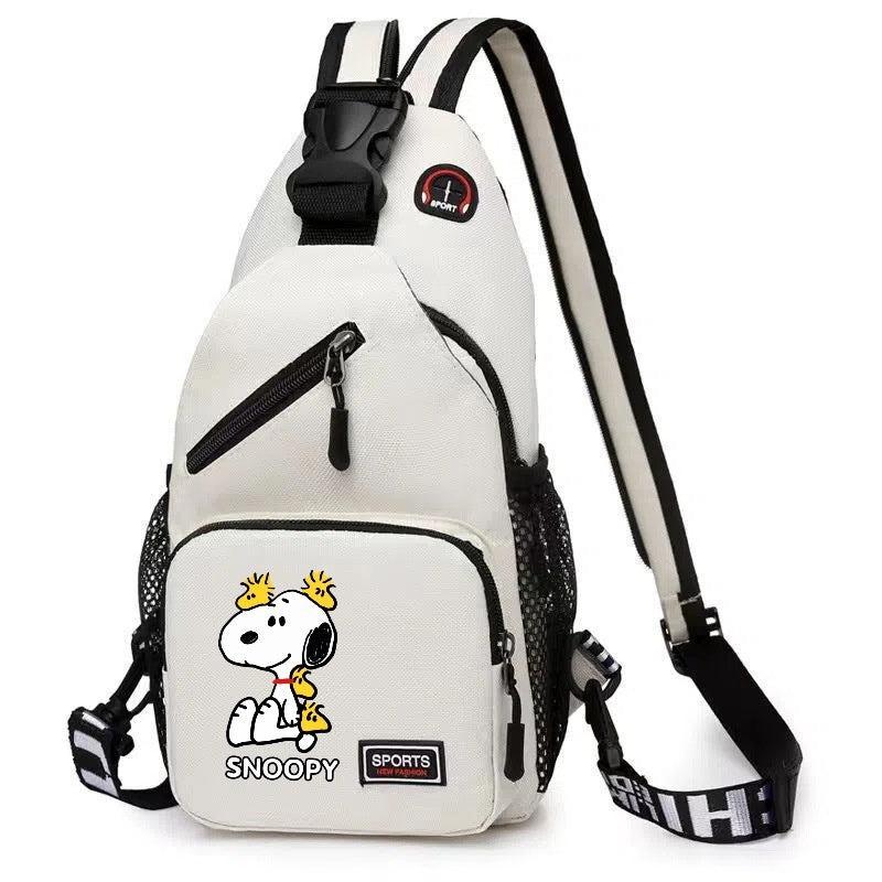 Snoopy Cartoon Print Crossbody Sling Bag - Large Capacity Chest Pack & Shoulder Backpack
