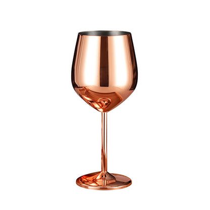 500ML Stainless Steel Red Wine Glasses - Elegant Rose Gold Tall Goblets & Champagne Flutes