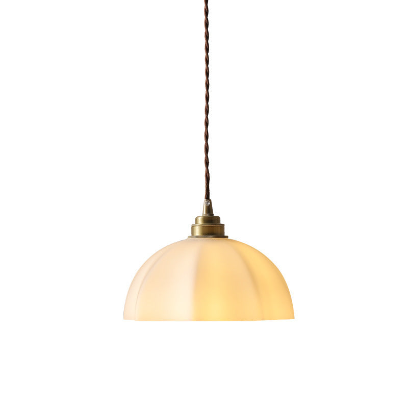Wabi-Sabi Style Brass Designer Pendant Light / Frosted Glass Dome Hanging Lamp for Bedroom, Study, or Restaurant