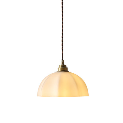 Wabi-Sabi Style Brass Designer Pendant Light / Frosted Glass Dome Hanging Lamp for Bedroom, Study, or Restaurant