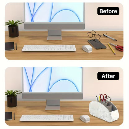 5-Slot PU Leather Remote Control Holder - Desktop Organizer for TV & Media Players