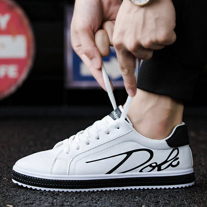 Men's Versatile Flat Casual Shoes - Trendy White Student Sports Board Sneakers