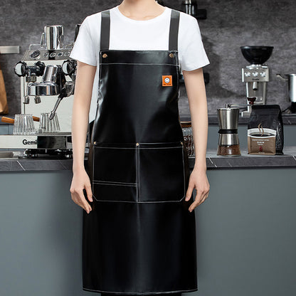 Heavy Duty Soft Leather Apron for Cooking & BBQ | Adjustable Elastic Band & Multi-Pocket Design