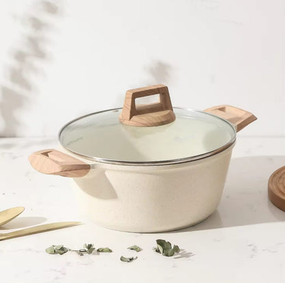 Product Title: Premium Medical Stone Non-Stick Cookware Set - Marble Finish Frying Pan, Soup Pot & Wok (Eco-Friendly & Durable)