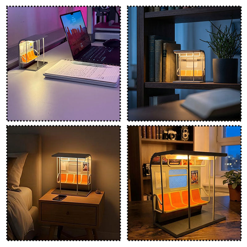 Retro Subway Train Table Lamp - Vintage Metro Style Warm LED Desk Light