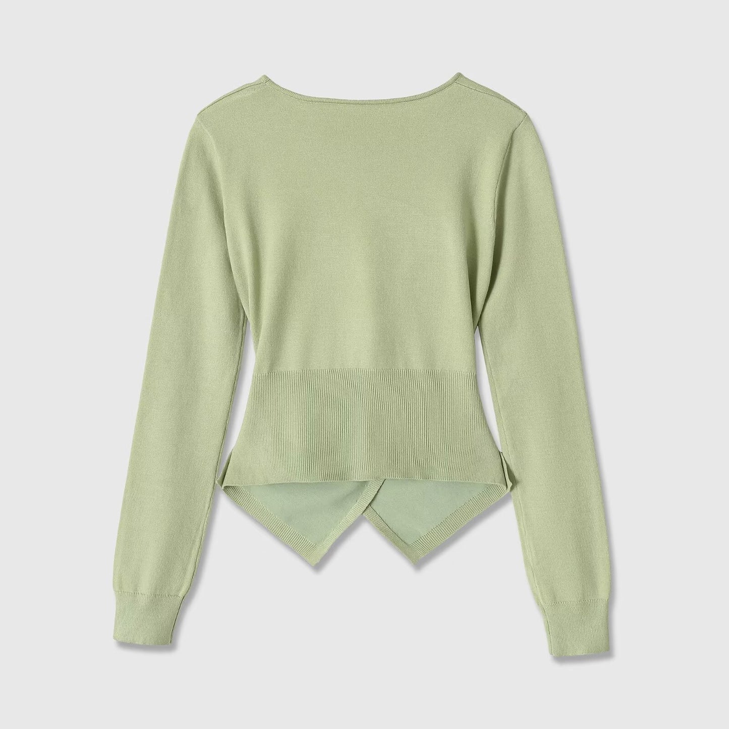 Chic Asymmetrical Hem Long Sleeved Knitted Top for Women