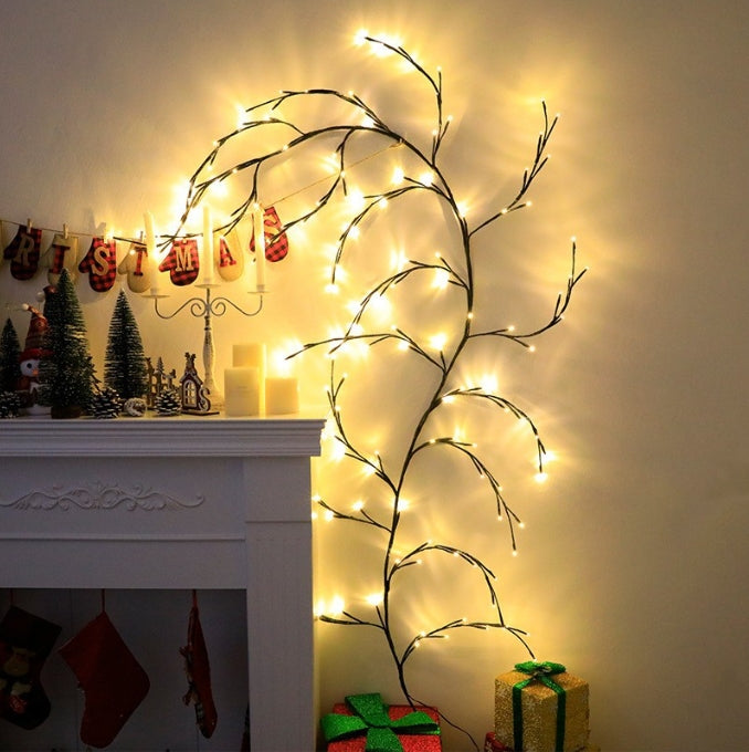 LED Willow Branch Rattan Fairy Lights - DIY Flexible Vine Wall Light for Bedroom & Aesthetic Home Decor