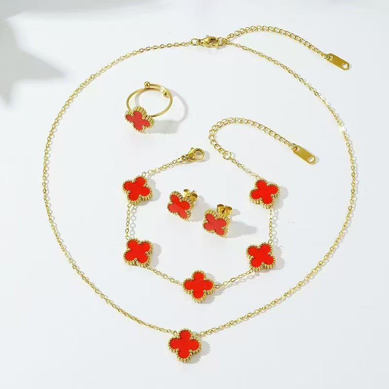 Luxury Four-Leaf Clover Chain Bracelet - Minimalist Lucky Flower Jewelry