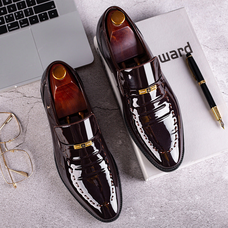 Men's Korean Style Business Formal Shoes - Glossy Low Cut Leather Dress Shoes