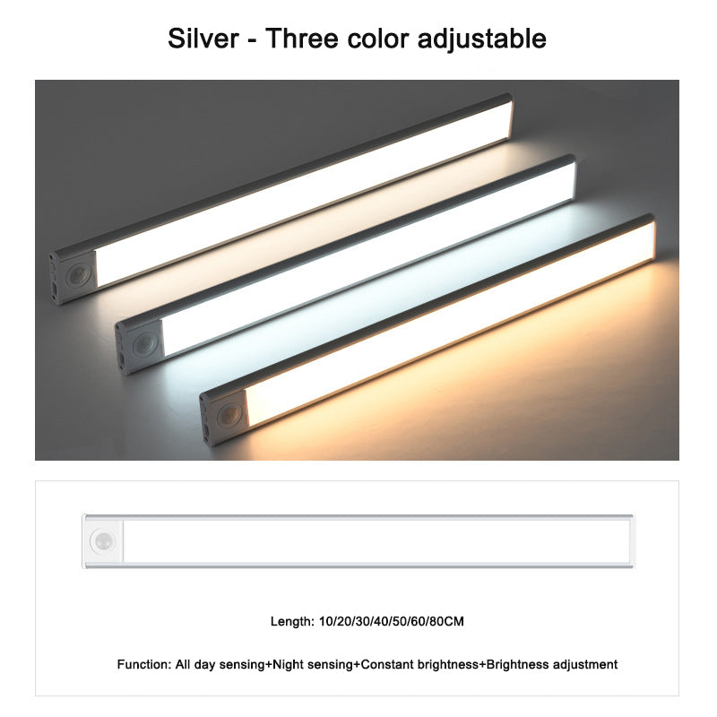 Intelligent Wireless Magnetic LED Strip Light / Rechargeable Human Body Sensing Under Cabinet Light with 3 Color Adjustable