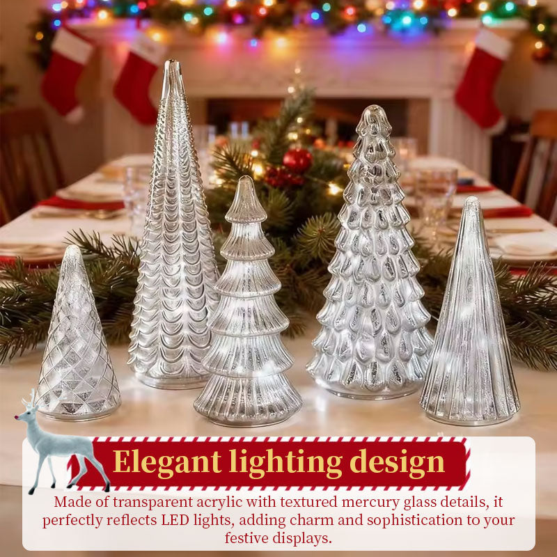 5-Piece 3D Printed Crystal Light-Up Trees with Upgraded LED Glow
