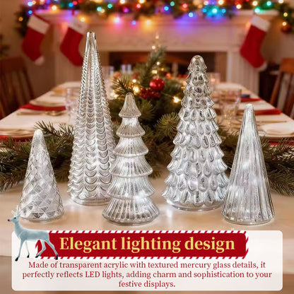 5-Piece 3D Printed Crystal Light-Up Trees with Upgraded LED Glow