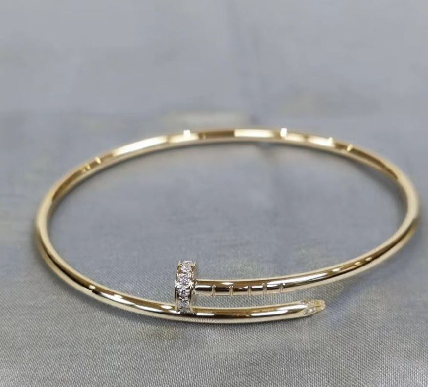 Unisex Fashion Nail Cuff Bracelet in Silver Tone