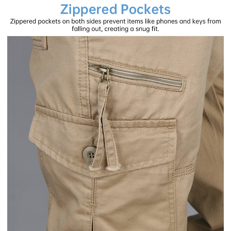 Men's Cotton Cargo Overalls for Camping & Hiking | Straight-Leg, Multi-Pocket Baggy Trousers