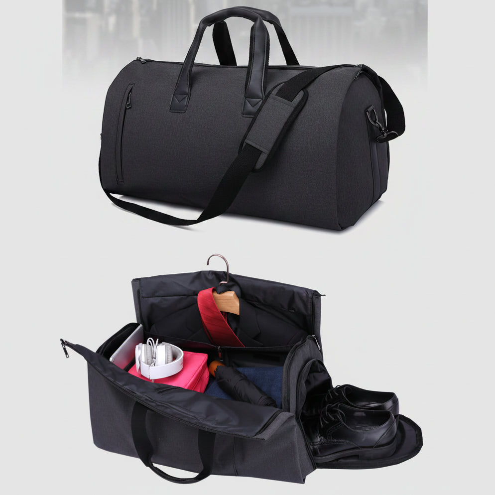 Convertible Travel Garment Duffel Bag - Large Capacity Suit Storage Tote with Shoe Compartment