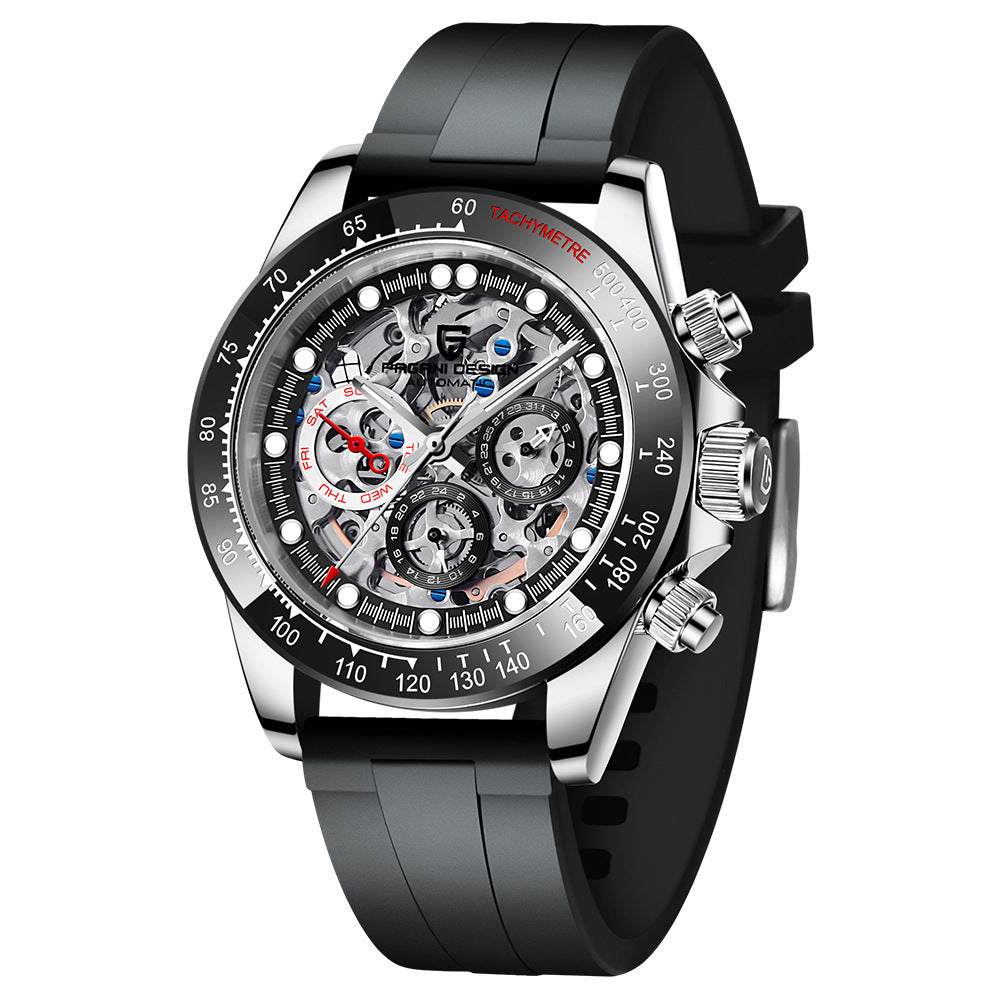 Pagani Design 1653 Men's Automatic Watch - Multifunction Skeleton Mechanical Timepiece