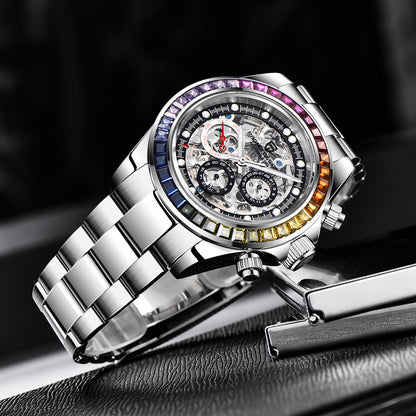 Pagani Design 1653 Men's Automatic Watch - Multifunction Skeleton Mechanical Timepiece