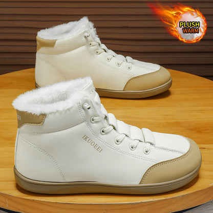 Mid Top Wide Last Cotton Shoes with Plush Warm Lining