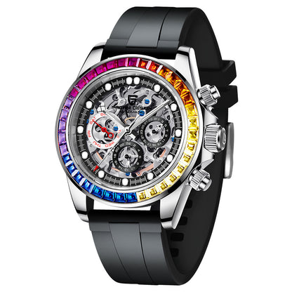 Pagani Design 1653 Men's Automatic Watch - Multifunction Skeleton Mechanical Timepiece