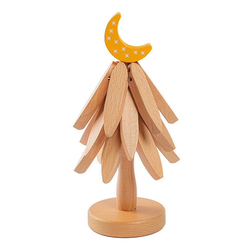 Solid Wood Tree-Shaped Drink Placemat - Unique Festive Table Trivet & Gift