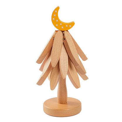 Solid Wood Tree-Shaped Drink Placemat - Unique Festive Table Trivet & Gift