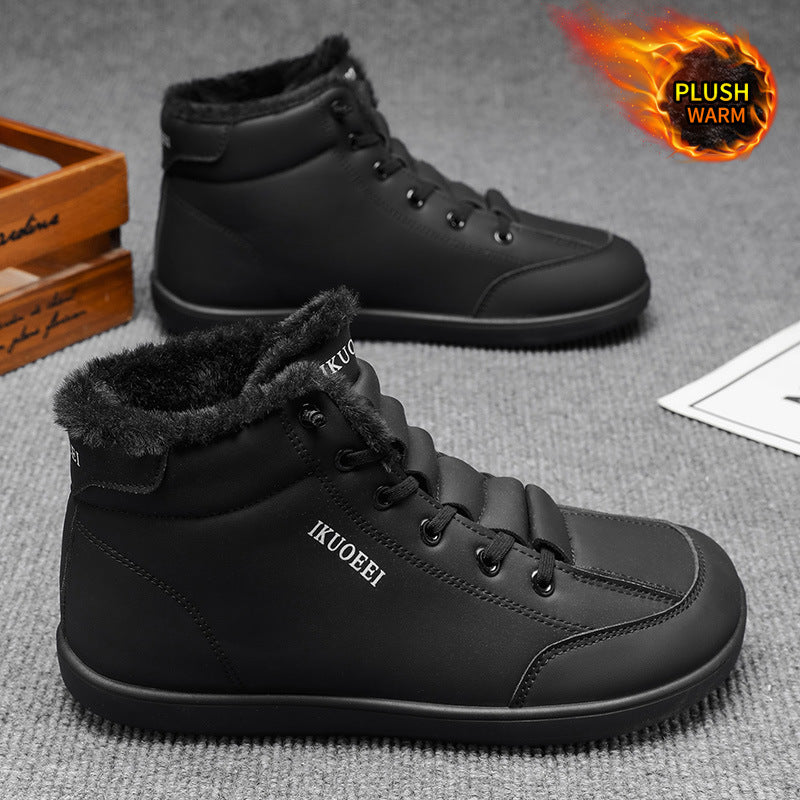 Mid Top Wide Last Cotton Shoes with Plush Warm Lining