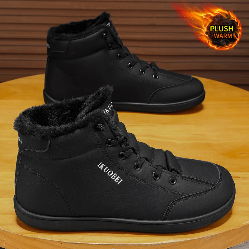 Mid Top Wide Last Cotton Shoes with Plush Warm Lining
