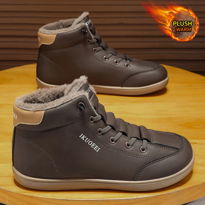 Mid Top Wide Last Cotton Shoes with Plush Warm Lining