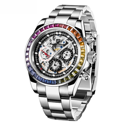 Pagani Design 1653 Men's Automatic Watch - Multifunction Skeleton Mechanical Timepiece