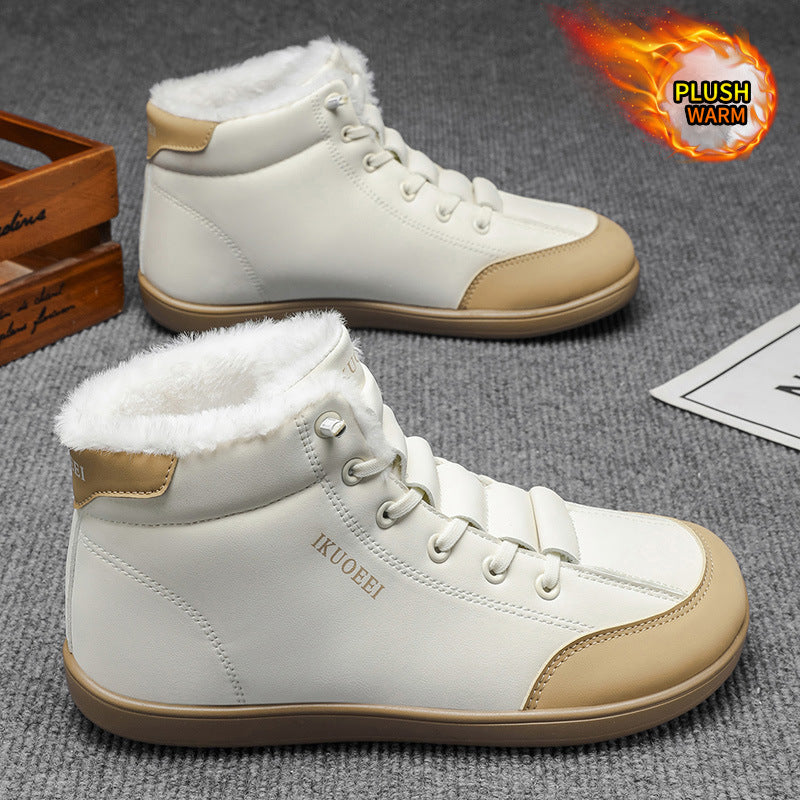 Mid Top Wide Last Cotton Shoes with Plush Warm Lining