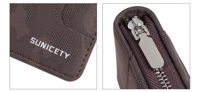 RFID Blocking Zipper Large Capacity Credit Card & Certificate Holder - PU Camouflage Wallet