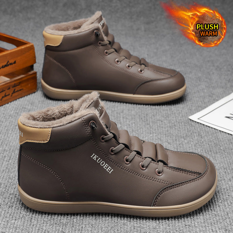 Mid Top Wide Last Cotton Shoes with Plush Warm Lining