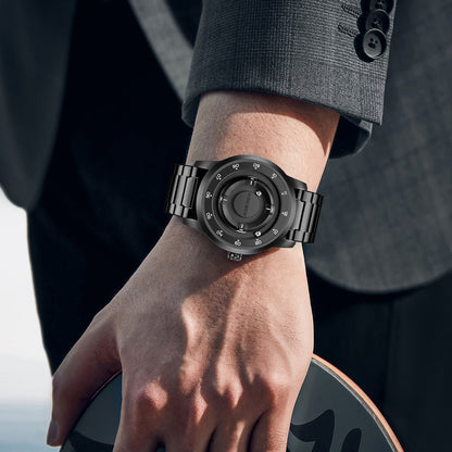 LIGE Unique Black Concept Watch Men's Multi-Function Water Resistant Metal Band.